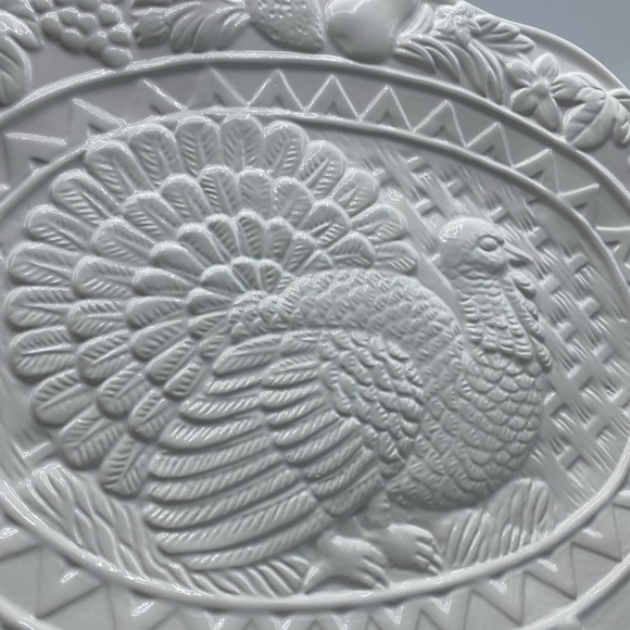 Turkey Platter LARGE Oval 15 Inches, Holiday Platter, Serving Platter Emerald - Picture 2 of 5